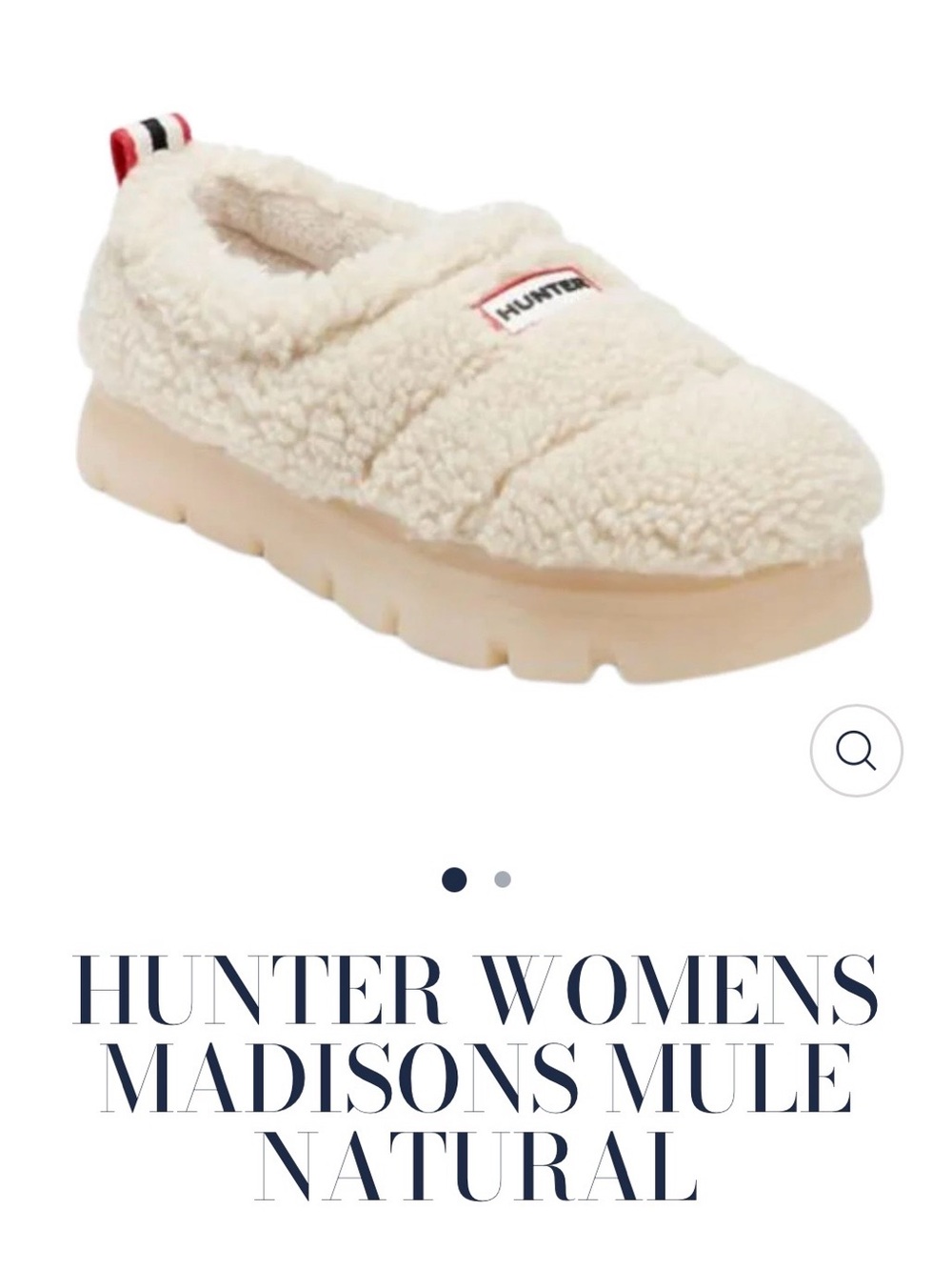 Hunter Women's Sherpa Slip-On Mule in Natural Cream